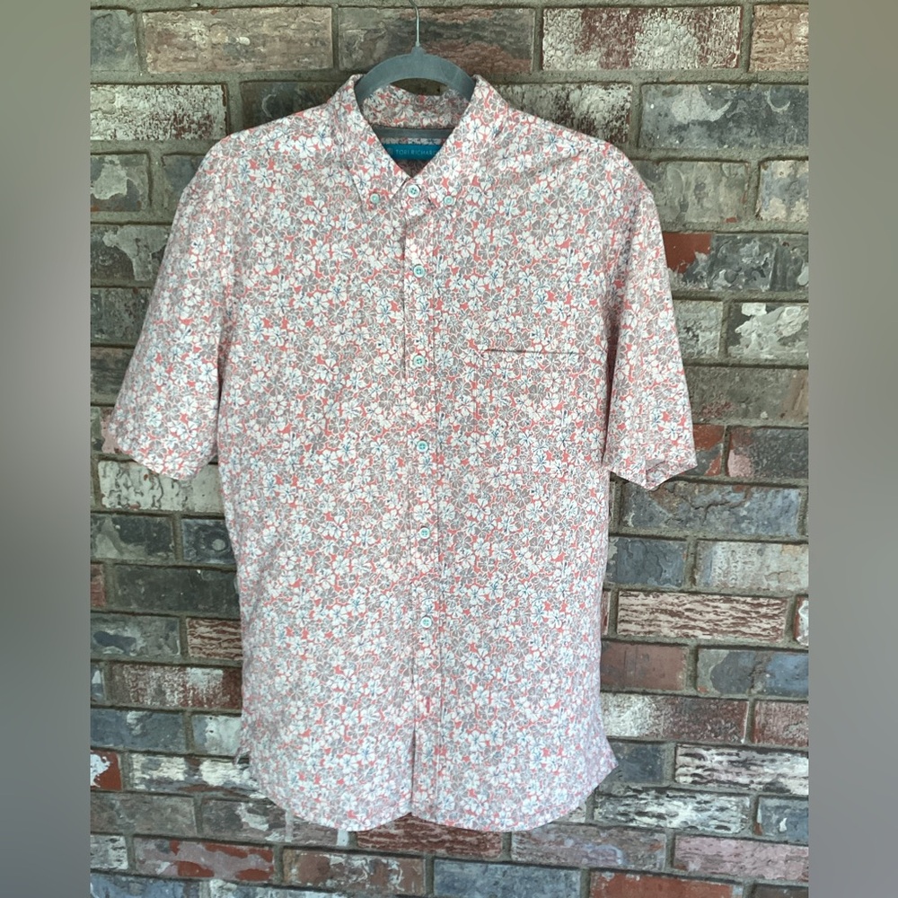 Tori Richard Pink and White Floral Button Down Shirt